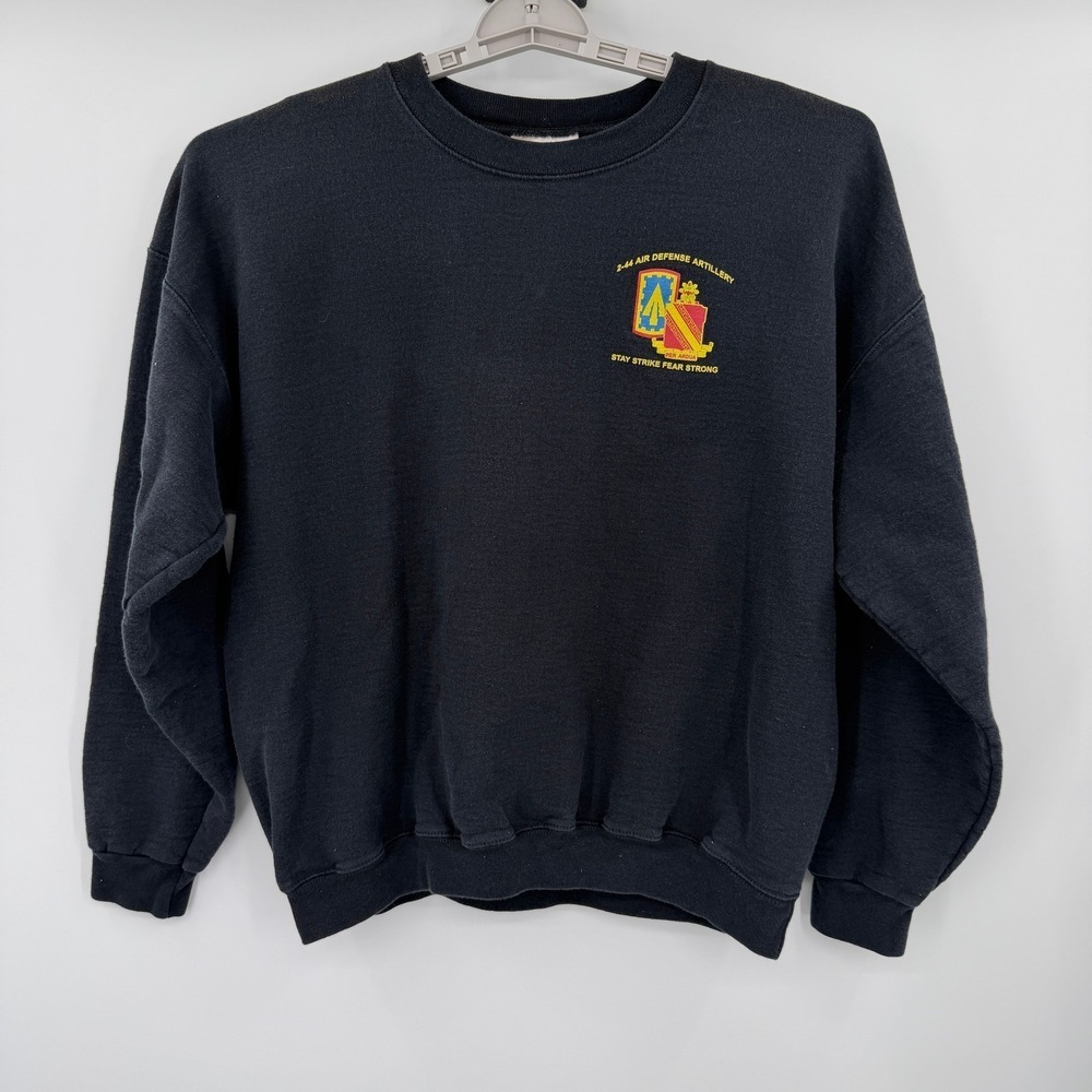 Vintage Hanes 2-44 Air Defense Artillery Sweatshirt Mens Large Black